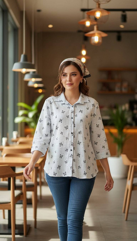 شومیز جنس ینزی طرح پروانه