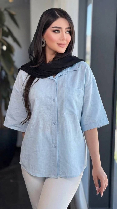شومیز لینن نخی ترک 21172
