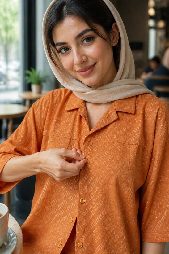 شومیز مانتویی شیشه ای نگین کاری ۲۱۲۲۵