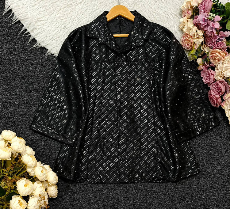 شومیز مانتویی شیشه ای نگین کاری ۲۱۲۲۵