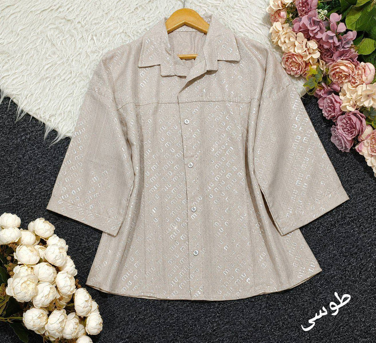 شومیز مانتویی شیشه ای نگین کاری ۲۱۲۲۵