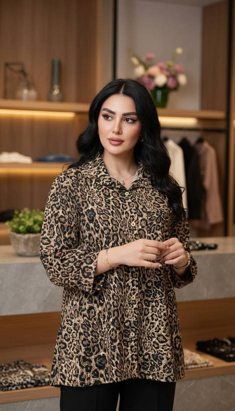 شومیز پلنگی مخمل بهاری 5551