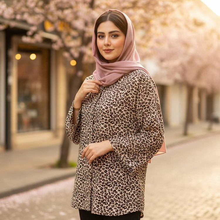 شومیز پلنگی مخمل بهاری 5551