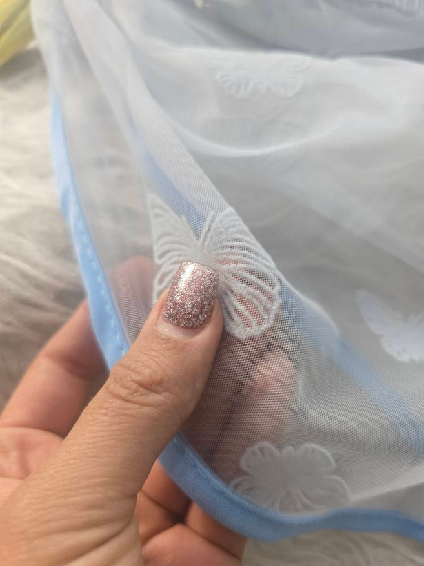 مینی اسکارف تورمخمل کوبی مدل پروانه