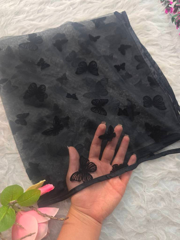 مینی اسکارف تورمخمل کوبی مدل پروانه