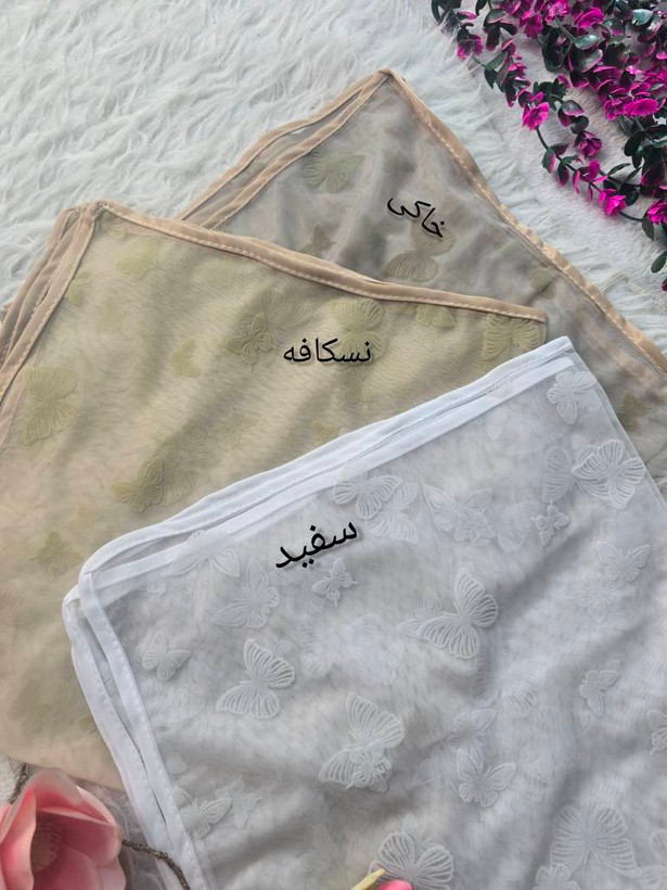 مینی اسکارف تورمخمل کوبی مدل پروانه