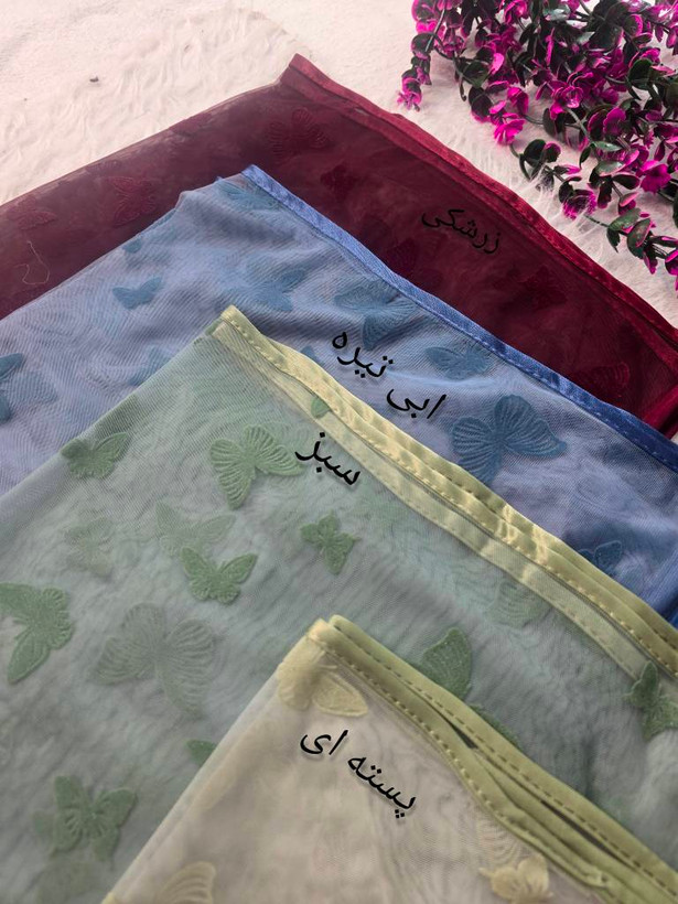مینی اسکارف تورمخمل کوبی مدل پروانه