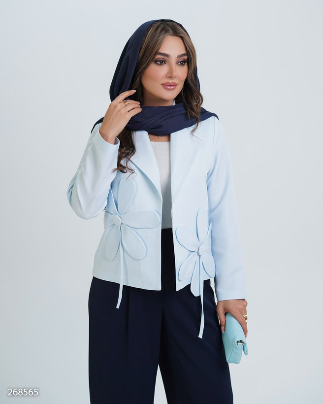 کت کراپ جنس مازراتی کجراه یقه انگلیسی گل برجسته ۲۶۸۵