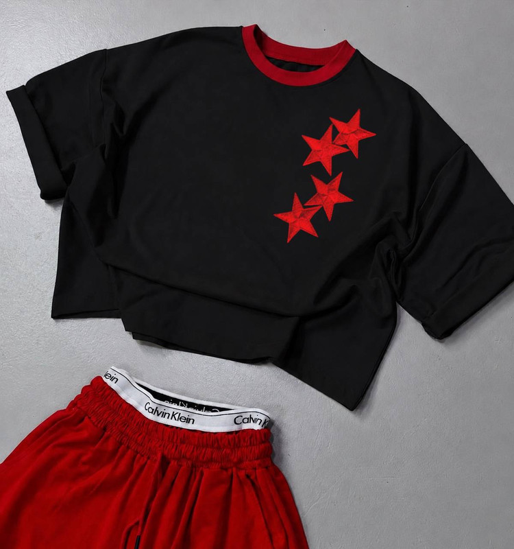 ست باکسی ستاره تیشرت و جاگر پنبه